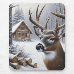 Winter deer/Buck art Mouse Pad