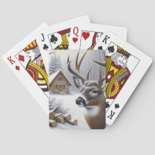 Winter deer/Buck art Playing Cards