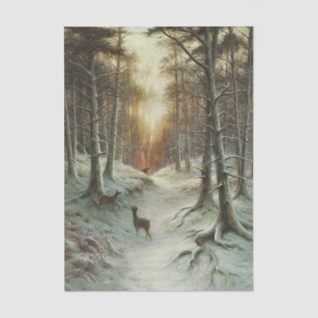 Winter Deer by Joseph Farquharson Tissue Paper (Front)