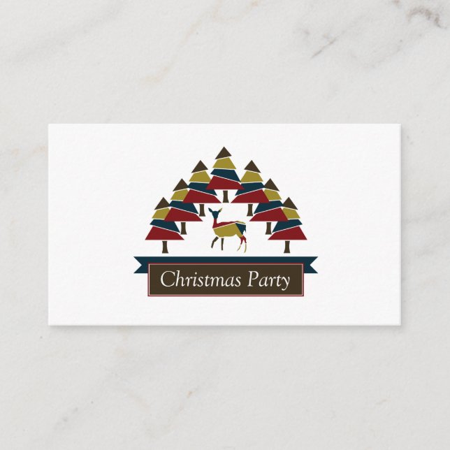 Winter deer forest, Christmas Party Ticket Invite (Front)