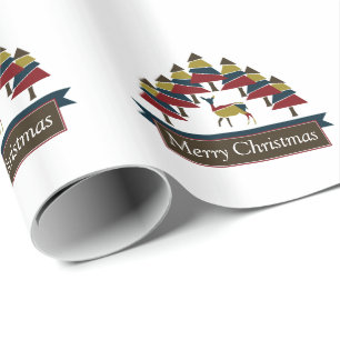 Winter Deer Forest Merry Christmas Wrapping Paper
