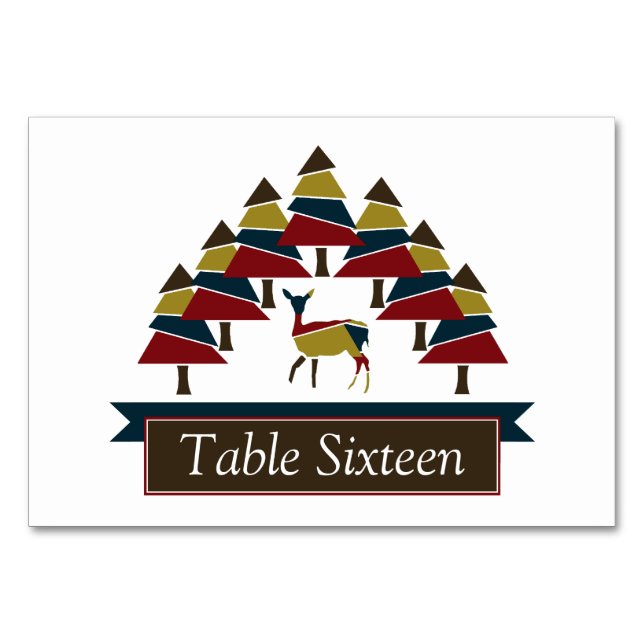 Winter Deer Forest Table Number (Front)