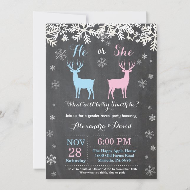Winter Deer Gender Reveal Invitation (Front)