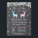 Winter Deer Gender Reveal Invitation<br><div class="desc">Winter Deer Gender Reveal Invitation. White Snowflake. He or She. Boy or Girl. Pink and Blue. Christmas Holiday Gingerbread Man. Chalkboard Background. Black and White. For further customisation,  please click the "Customise it" button and use our design tool to modify this template.</div>