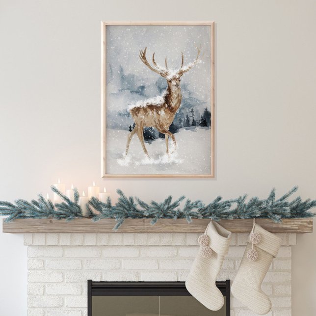 Winter Deer in snow Poster (Creator Uploaded)