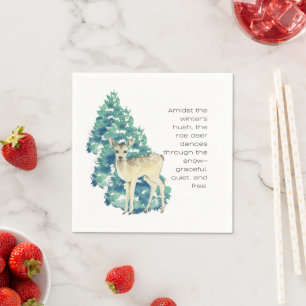 Winter Deer in the Snow – Wildlife Art Home Decor Napkin