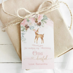 Winter deer One deer ful birthday thank you Gift Tags