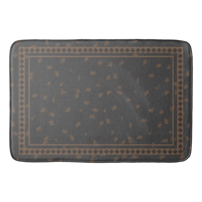Winter Deer & Pine Cones Bath Mat (Front)