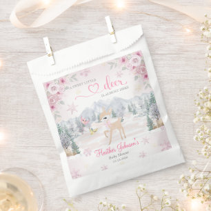 Winter Deer Pink Snowflake Baby Shower Favour Bags