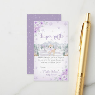 Winter Deer Purple Snowflake Baby Shower Enclosure Card
