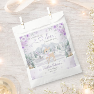 Winter Deer Purple Snowflake Baby Shower Favour Bags