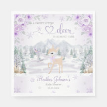 Winter Deer Purple Snowflake Baby Shower