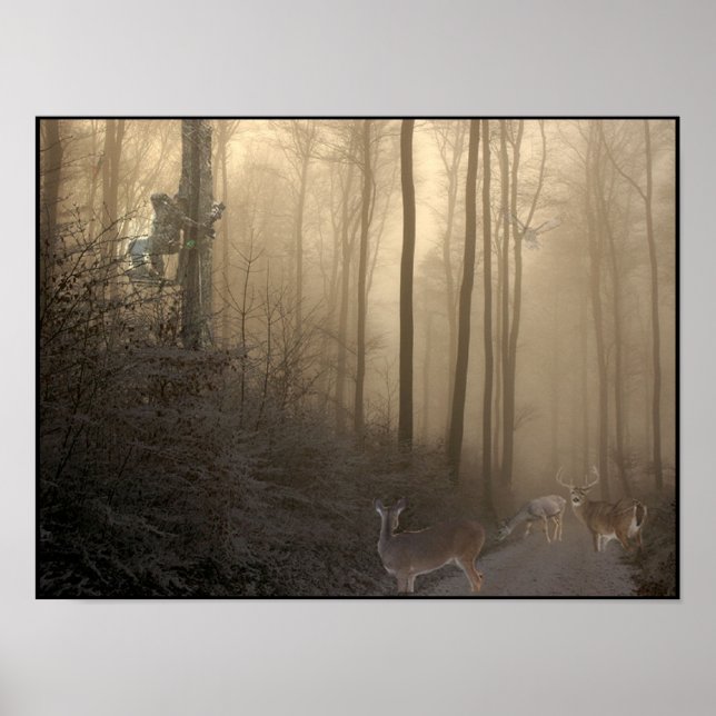 Winter Deer Scene Poster (Front)