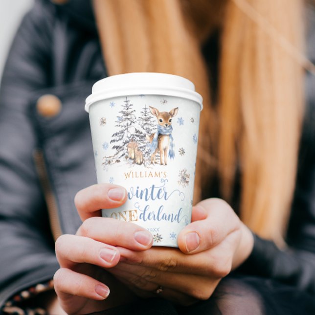 Winter Deer Snowflakes ONEderland Birthday Paper Cups (Creator Uploaded)