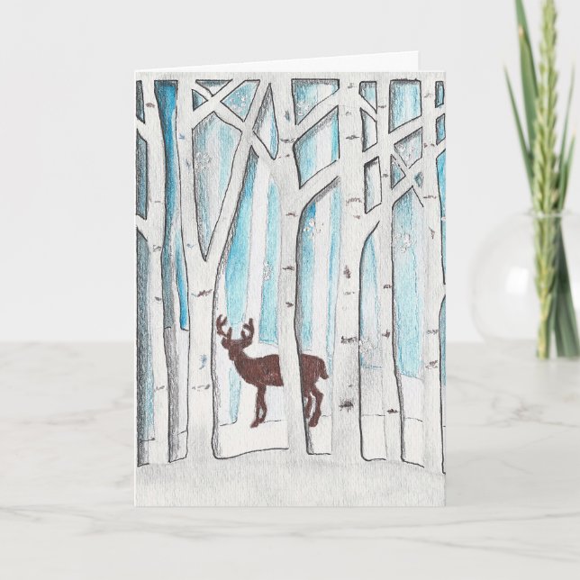 Winter Deer stationery Card (Front)