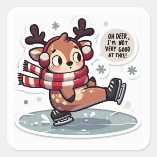 Winter Deer Sticker - Adorable Skating