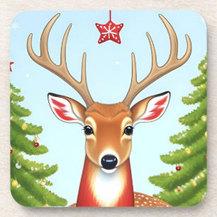 Winter Deer Wonderland Christmas Holiday Coaster