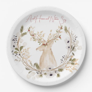 Winter Deer Wreath  Paper Plate