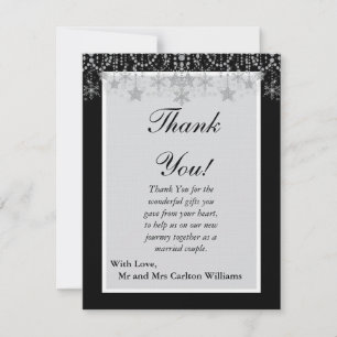 Winter Diamond Wedding Flat Thank You Card