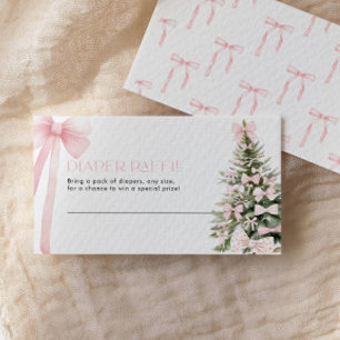 Winter Diaper Raffle Card Pink Bow