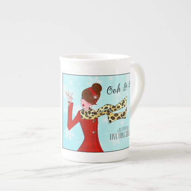 WINTER DIVA - Live Love Sparkle! Bone China Mug (Front Right)