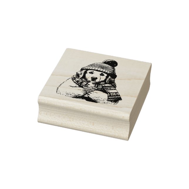 Winter Dog Cocoa Rubber Stamp (Stamp)