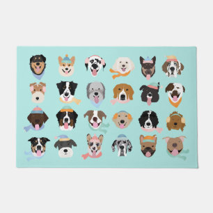 Winter Dog Faces Doormat