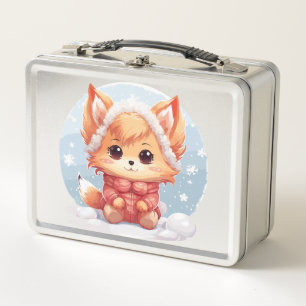 Winter dog metal lunch box