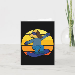 Winter Dog On Snowboard Snowboarding For Men Women Card