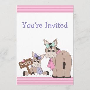 Winter Donkey Baby Shower Invitation for Girls