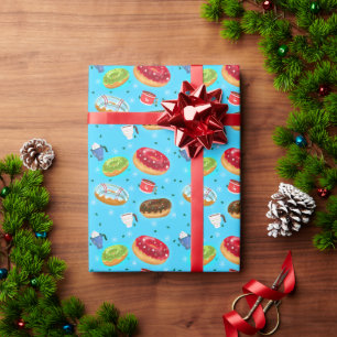 Winter Doughnuts & Hot Chocolate Patterns  Wrapping Paper