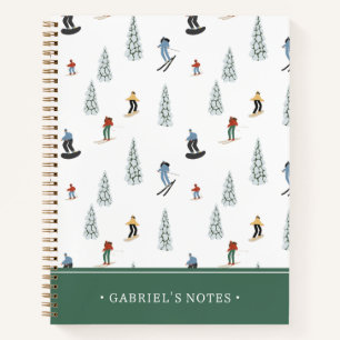 Winter Downhill Pattern   Add Your Name Notebook