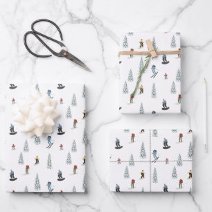 Winter Downhill Pattern Wrapping Paper Sheet