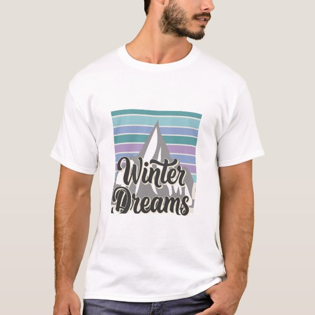Winter Dreams Snowy Mountain Retro Vibes T-Shirt (Front)