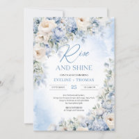 Winter dusty blue and ivory flowers rise and shine