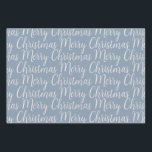 Winter Dusty Blue Christmas Script Holiday Wrapping Paper Sheet<br><div class="desc">Winter Dusty Blue Christmas Script Holiday Wrapping Paper. Features designs of Merry Christmas,  Merry and Bright,  Happy Holidays.</div>
