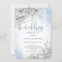 Winter dusty blue flowers greenery wedding brunch
