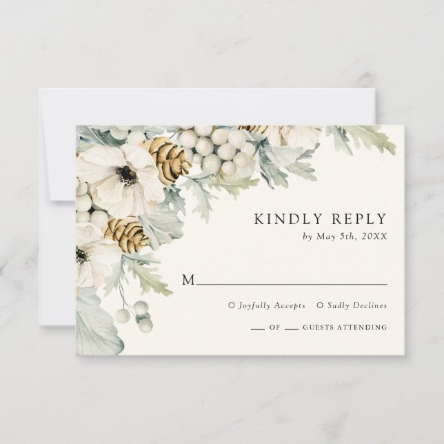 Winter Dusty Blue RSVP Card (Front)