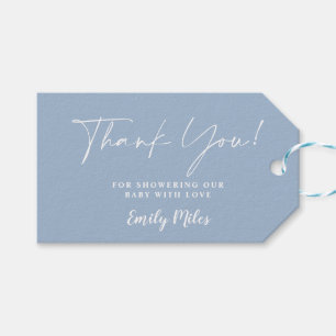 Winter Dusty Blue Thank You tags