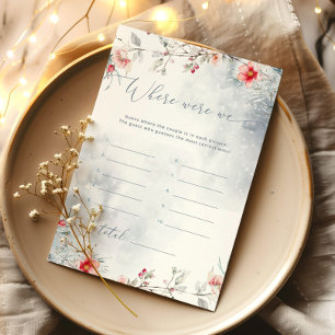 Winter dusty blue Where were we bridal shower game