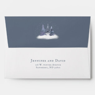 Winter Dusty Blue Woodland Chic Wedding Envelope