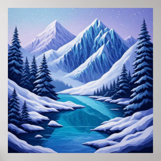 Winter Elegance Landscape Mountain Scenery❄️ Poster