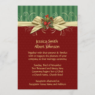 Winter Elegant Damask Christmas Wedding Invite