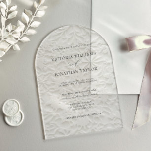 Winter Elegant Floral White Wedding Acrylic Invitations