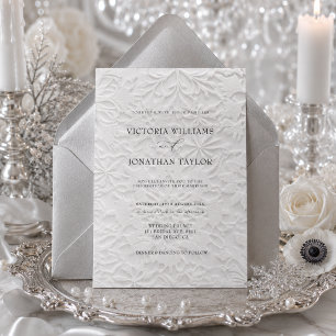 Winter Elegant White Wedding Invitation