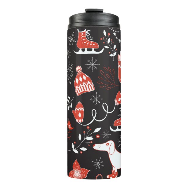 Winter Elements: Cute Hand Drawn. Thermal Tumbler (Front)