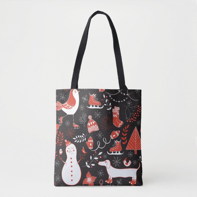 Winter Elements: Cute Hand Drawn. Tote Bag (Front)