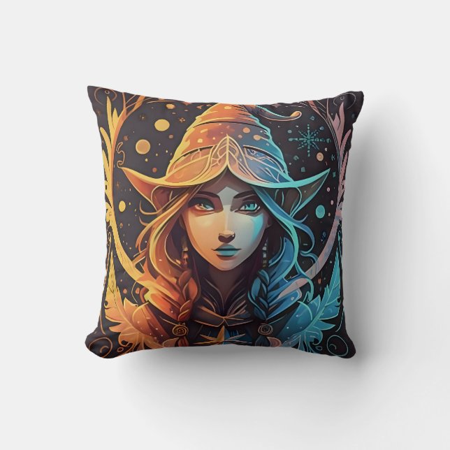 Winter Elf Whimsy: Beautiful Logo Style Design Cushion (Front)