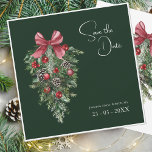 Winter Emerald Green Festive Christmas Wedding Save The Date<br><div class="desc">Winter Emerald Green Festive Christmas Wedding Save the Date Card - Elegant Foliage in Rustic Evergreen Hues. Embrace the enchantment of the season with our traditional Christmas wedding save-the-date card, adorned in the rich and festive colours of red and green. This elegant save-the-date card features delicate foliage accents that evoke...</div>