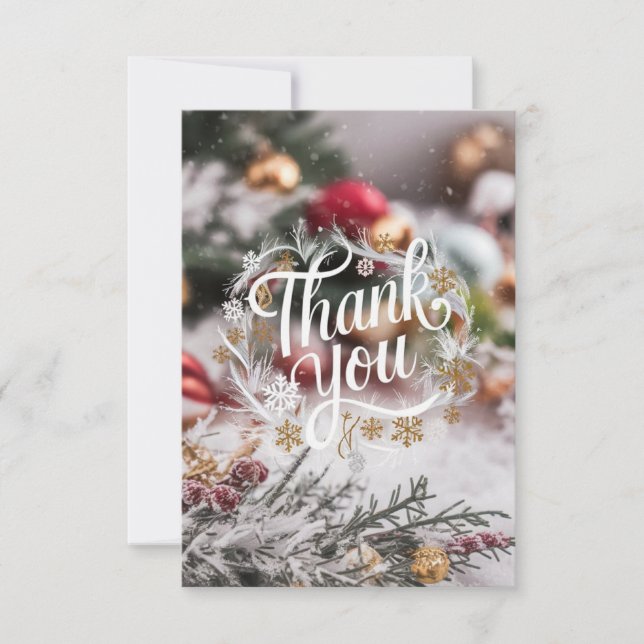 Winter Enchanted Simple Happy Holidays Thank You Card (Front)